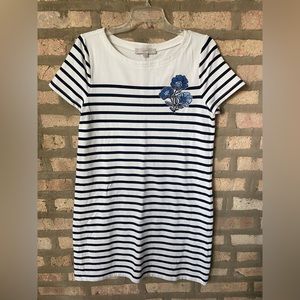 Loft flower floral embroidered stripe dress! EUC Medium